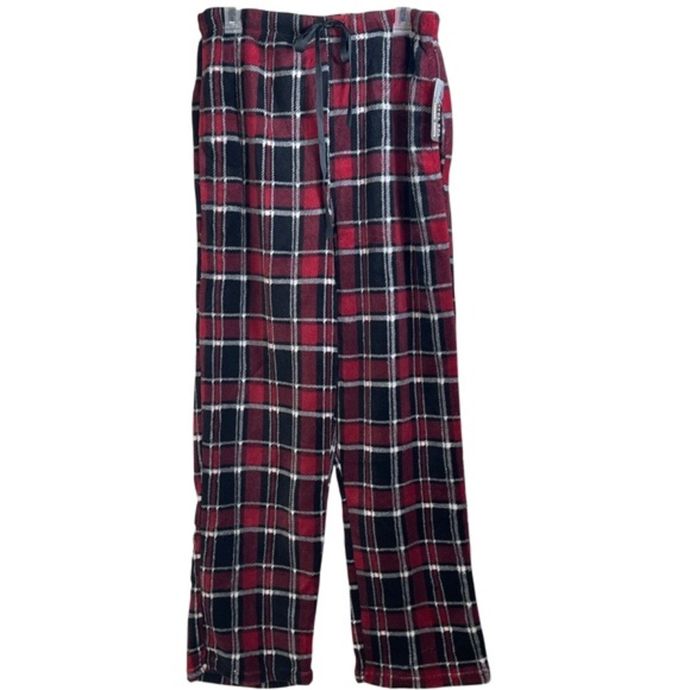 Hotel Spa Collection Plaid Flannel Lounge xl‎ Pants Sleepwear Red Black White